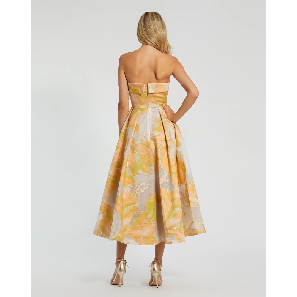 Mac Duggal Strapless Dress in Orange and Green Floral - Picture 9 of 14